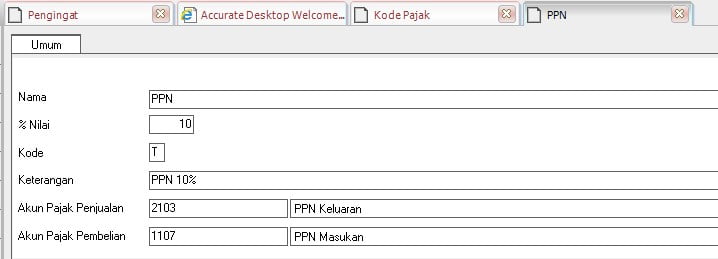 Cara Mengisi Kode Pajak Di Dalam Accurate 5